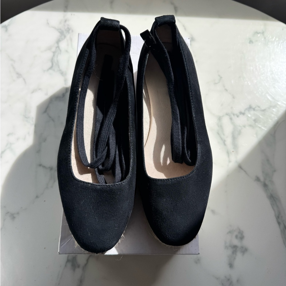 Reformation Black Joan Lace-up Espadrilles with Rounded Toe - Picture 2 of 6